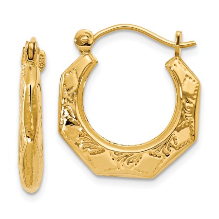Lapis Yellow Earrings 14kt Yellow Gold Patterned Hoop Earrings Ear Hoops Set Fine Jewelry Ideal Gifts For Women Gift Set From Heart ()
