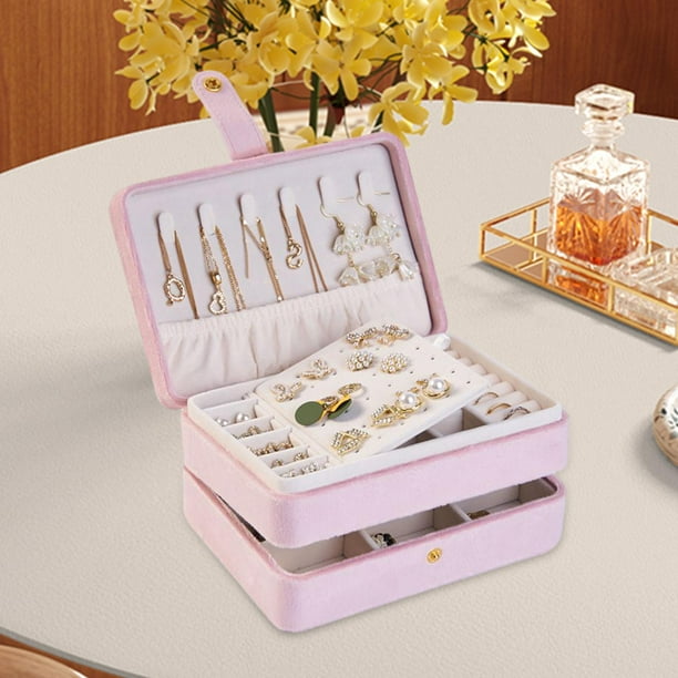 Caja de joyería, caja de almacenamiento de joyería, divisores extraíbles elegantes, organizador de joyería, contenedor de exhibición para colgante, Rosa Yinane Estuche organizador de joyas.