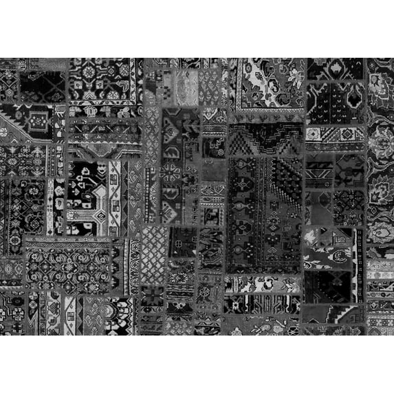 Ahgly Company Indoor Rectangle Patchwork Gray Transitional Area Rugs, 5' x 7'