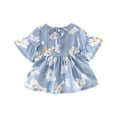 thumbnail image 4 of Lilgiuy Toddler Girls Summer Floral Dress Beach Party Vocation Casual Dresses Short Sleeve Round Neck Soft Flowers Print Loose Dress for 6-12 Months, 4 of 5