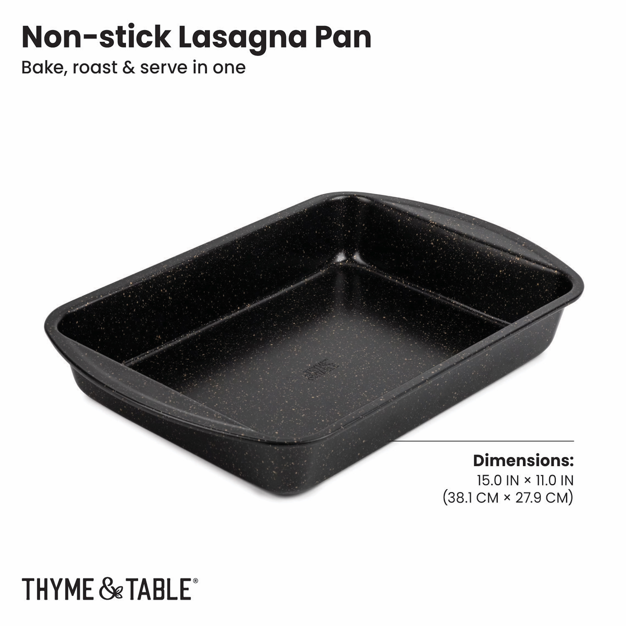 Thyme & Table 15" x 11" Non-Stick Lasagna Pan, Black photo 3