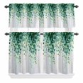 thumbnail image 2 of Kitchen Window Curtains Valance and Tier Set, Watercolor Green Botanical Leaves Rod Pocket Tier Curtain Valance Set, Farm Plant Wood Grain Light Filtering Cafe Curtains for Bedroom Living Room, 2 of 9