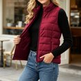 thumbnail image 7 of Sevevn Women's Quilted Puffer Sleeveless Vest Stand Collar Zip‑Up Lightweight Padded Gilet with Zipper Pockets Fall Winter Outerwear Wine S, 7 of 7
