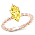 thumbnail image 4 of 2 ct Marquise Cut Simulated Yellow Diamond Solitaire 14K Rose Gold Womens Engagement Ring, 4 of 5