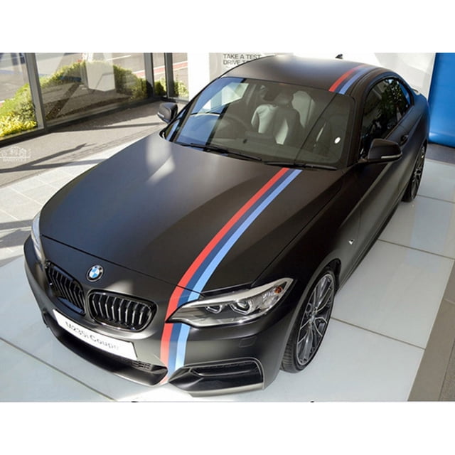Calcomanía para capó de coche con rayas de vinilo de color BMW M de 78,7 x 6 pulgadas para rejilla, guardabarros, capó, techo, faldón lateral, carrocería, maletero, decoración Exterior