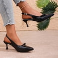 thumbnail image 6 of Xfvqtps Womens Heels Slingback Sandals Patent Leather Bow Pointed Toe Adjustable Strap Dressy Evening Pumps Shoes, 6 of 9