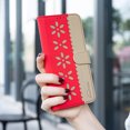 thumbnail image 6 of For Samsung Galaxy S23 Wallet Case with RFID Blocking Credit Card Flip Stand Cute Flower Hollow-out Design PU Leather Magnetic Clasp Closure Phone Cover For Samsung Galaxy S23,Red, 6 of 12