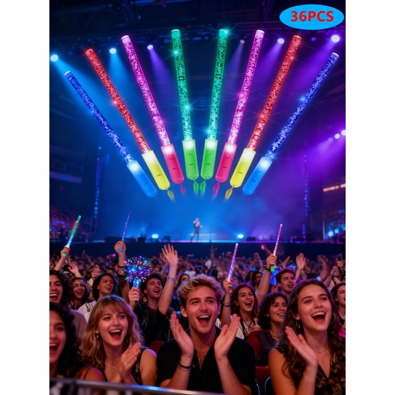 36-piece set of 3-mode glowing bubble color glow sticks