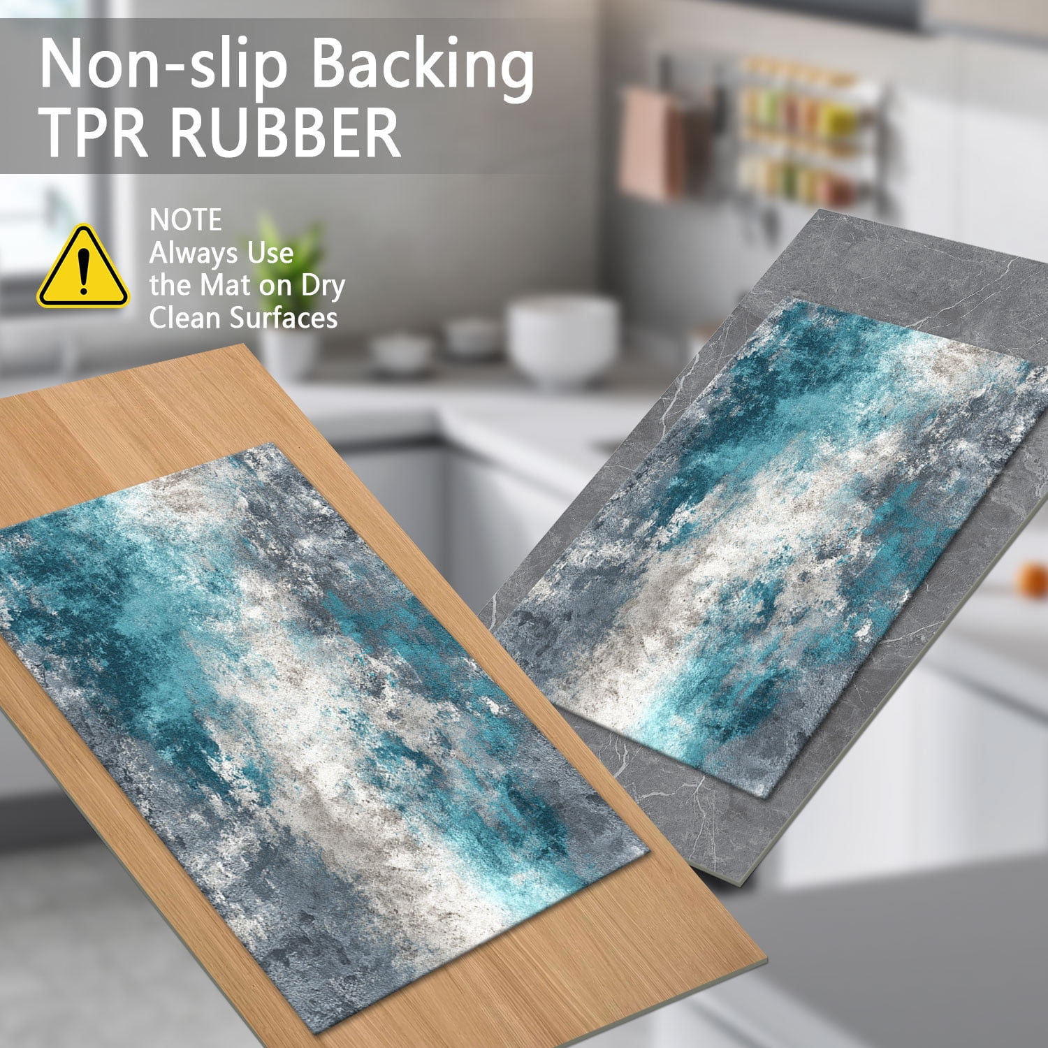 3 Piece Kitchen Rug Set, Non-Slip And Washable, Abstract Pattern Kitchen Hallway Rug, Soft And Comfortable, Suitable For Sinks, Floors, Entrances, Hallways and Bathrooms