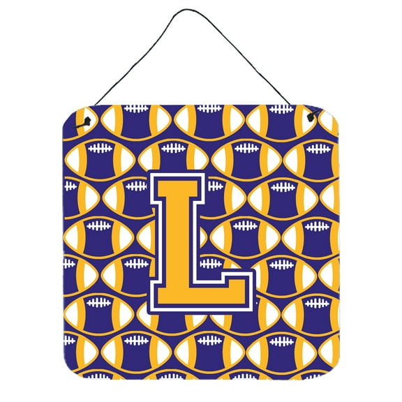 Letter L Football Purple and Gold Wall or Door Hanging Prints