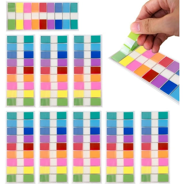 1800 Pcs,Sticky Index Tabs, Pop Up Index Tabs, Tabs Flags Stickers,Page Markers, Self Adhesive Tabs Page Markers for Reading Notes Book and Classifying Files.9 Bright Colors of 200 Flags per Color.CA