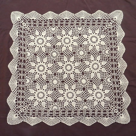 

Vintage Square Tablecloth Doily Cotton Lace Crochet Floral Table Cloth Cover