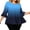 Blue, variant on Womens Plus Size Tops 3/4 Length Sleeve Gradient Blouses Dressy Casual V Neck Loose Flowy Peplum Shirt(Blue,4X-Large)