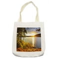 thumbnail image 1 of Landscape Tote Bag, Sunset Dawn in the Forest over Lake of 2 Rivers Algonquin Park Ontario Canada, Cloth Linen Reusable Bag for Shopping Books Beach and More, 16.5" X 14", Cream, by Ambesonne, 1 of 2