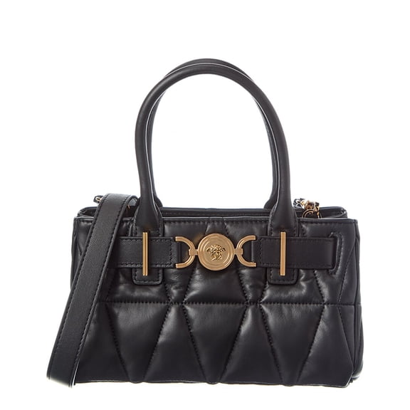 Versace Medusa Quilted Leather Tote, Black