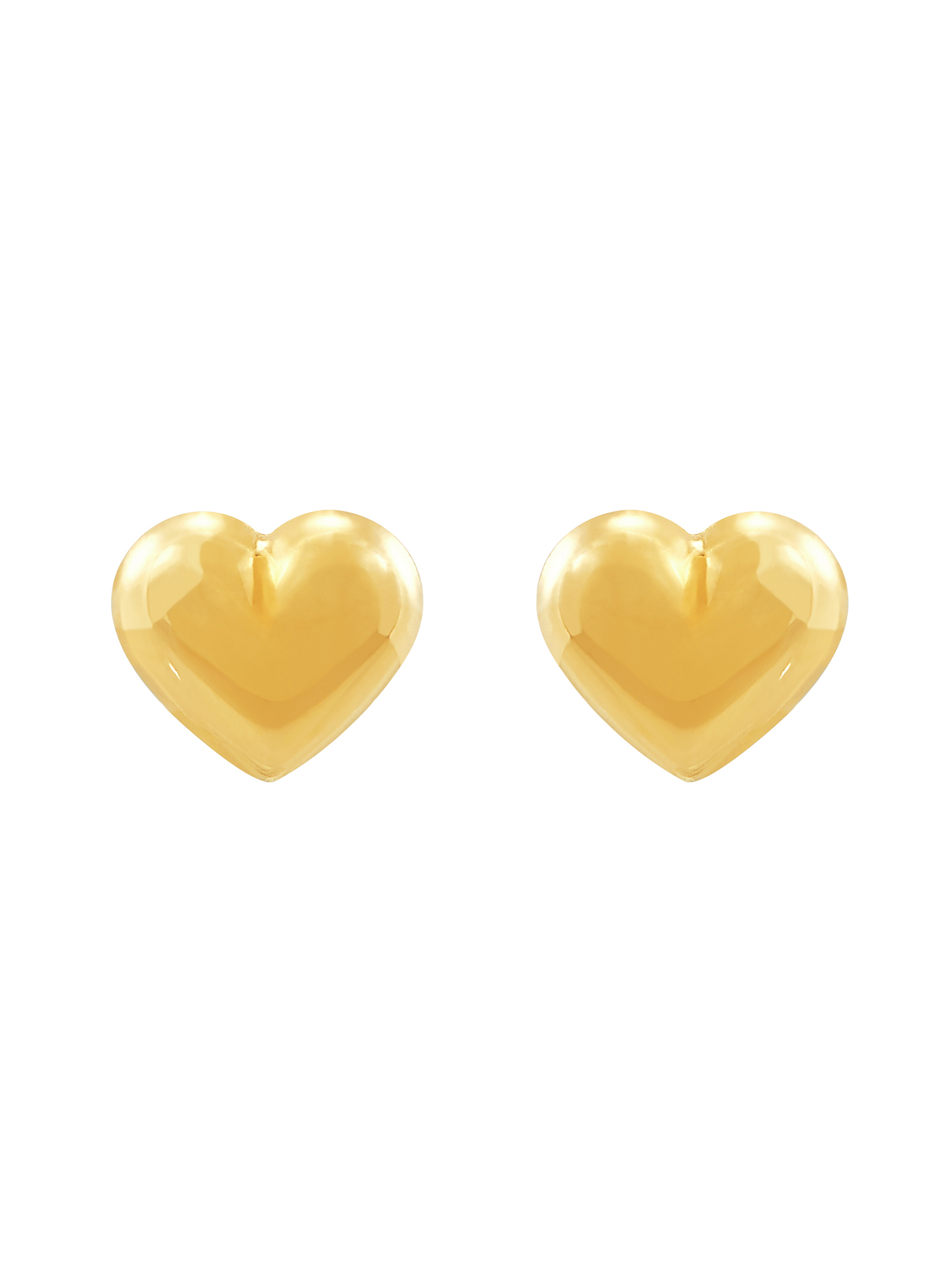 Brilliance Fine Jewelry 10K Yellow Gold Puffed Heart Stud with Safety Screw Back Earrings - image 2 of 4