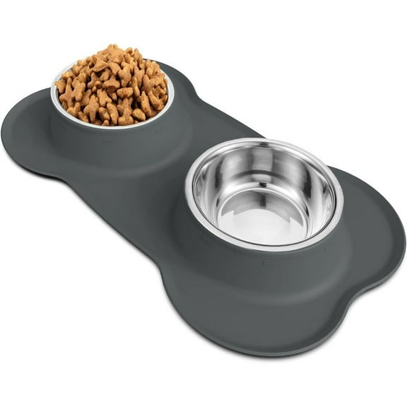 2-Pack No-Spill Dog Bowls – Stainless Steel with Non-Slip Silicone Base – Heavy Duty, Chew-Proof, BPA-Free – Dishwasher Safe for All Pets