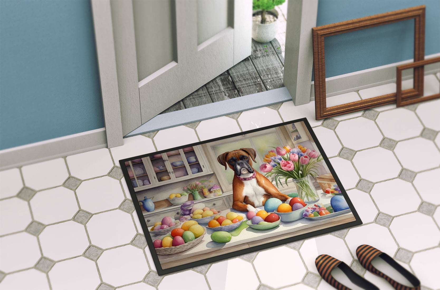 Carolines Treasures DAC6774MAT 18 x 27 in. Decorating Easter Boxer Doormat