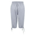 thumbnail image 6 of Linen Shorts for Women 2026 Summer Cotton Linen Bermuda Shorts Drawstring Waist Knee Length Beach Shorts with Pockets Light Blue L, 6 of 7