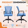 thumbnail image 5 of Vyrox Mid-Back Mesh Office Chair Set of 2, Ergonomic Desk Chair with Lumbar Support, Adjustable Swivel Task Chair for Home Office, Blue, 5 of 7