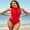 Red, variant on Zipper One Piece Swimsuit for Womens Racerback Modest Swimming Suit High Neck Monkini Swimwear