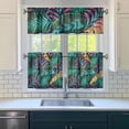 thumbnail image 3 of Tropical Plant Kitchen Curtains Set with Jungle Leaves and Hawaiian Floral, Rod Pocket Tier and Valance, Light Filtering and Eco-Friendly Panels for Kitchen Use, 3 of 6