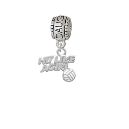 Hit Like a Girl with Enamel Volleyball - Daughter Charm Bead