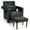 Black, variant on GVN Modern Berber Fleece Single Sofa Chair with Ottoman and Waist Pillow-Orange