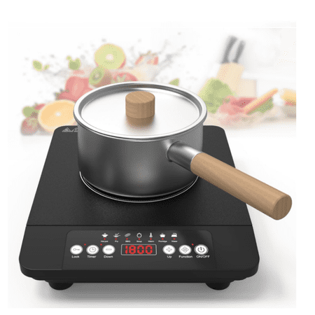 Portable induction Cooktop,110V Single Burner Induction Stove Top,1800W Induction Hot Plate Electric Burner,7 Power Levels, Kids Lock & Timer,LED touch control,Overheat Protection