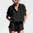 thumbnail image 2 of TAGOLD Womens Summer Jumpsuit Half Button Short Sleeve Top Pocket Shorts Soft Loungewear, 2 of 5