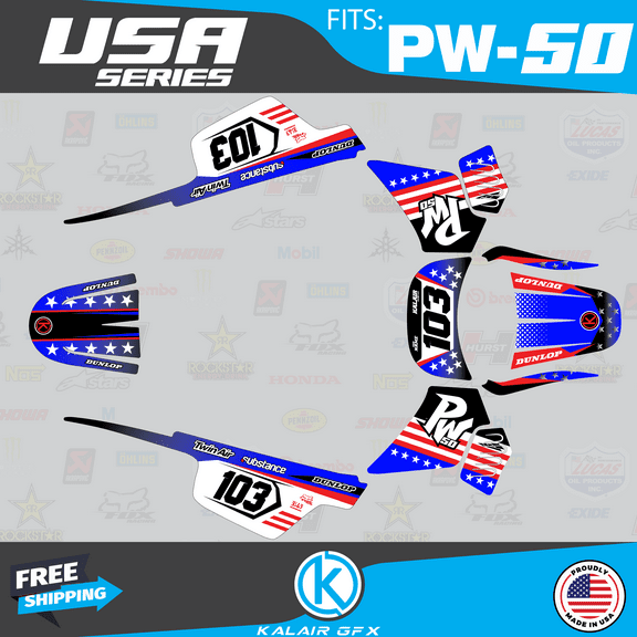 Kalair GFX Graphics Kit for Yamaha PW50 (All Years) Usa Series