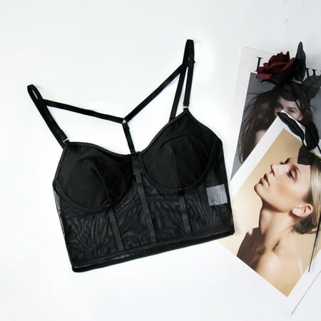 

dmqupv Lace Camisole Womens Lace Soild Punk Goth Floral Lace Bustier Corset Party Bralet Crop Padded Shoulder Camisole Black Small