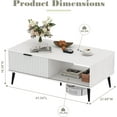 thumbnail image 3 of Coffee Table, 41.34" Wooden Coffee Table with Storage Cabinet, Two-Tier Design, Wave-Style Sliding Doors, Modern and Functional for Farmhouse, Living Room, Office, or Lounge, White, 3 of 7