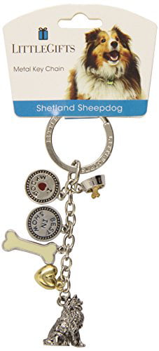 Sheltie Engraved Keychain Round Tag w/tab profile v2  shetland sheepdog 
