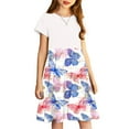 thumbnail image 5 of GaThRRgYP Girls Short Sleeve Dress,Toddler Kids Girls Cute Splicing Print Short Sleeve Stretchy Dress A Line Dress Multicolor 4 Years, 5 of 7
