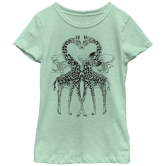 Girl's Lost Gods Giraffe Heart  Graphic Tee Mint Small