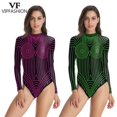 thumbnail image 2 of Traje de baño de verano para mujer con geometría verde y rosa de VIP FASHION, traje de fiesta, disfraz de Cosplay para mujer, traje de festival Burning Man, 2 of 5