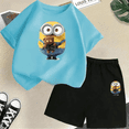 thumbnail image 3 of Conjunto de camiseta y pantalones cortos de dibujos animados de Minions Despicable Me para niños y adolescentes de verano de 2024, ropa para niños y niñas, camiseta de manga corta, traje de moda, 3 of 5
