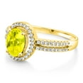 thumbnail image 3 of Gem Stone King 2.06 Ct Oval Canary Mystic Topaz 18K Yellow Gold Plated Silver Ring, 3 of 4