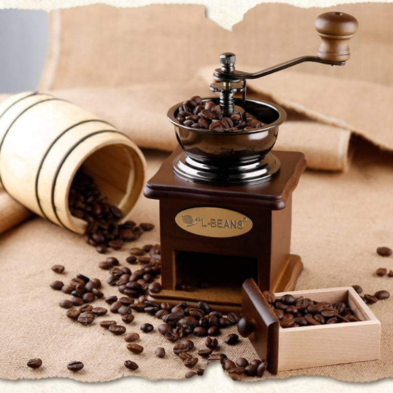 Manual Coffee Grinder Vintage Coffee Grinder With Glass Jar Coffee Spoon  And Cleaning Brush Stainless Steel Manual Conical Burr Coffee Bean Grinder  With Hand Crank Portable Espresso Grinder For Camping Or Travel 