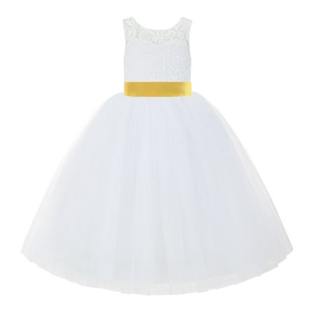 Ekidsbridal White Lace Back Tutu Tulle Flower Girl Dress Communion Baptism 212noFT 5