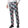 thumbnail image 5 of INSPIRE CHIC  Men's Floral Dressy Pants Flat Front Party Prom Flower Printed Slacks 38 Black Blue, 5 of 5