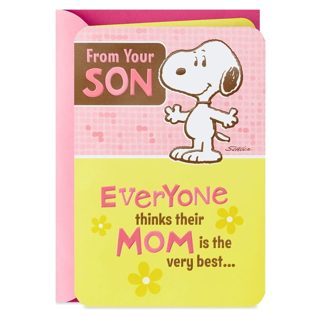 Tarjeta del Día de la Madre Hallmark Snoopy divertida de hijo