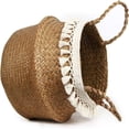 thumbnail image 5 of QUTETN Woven Seagrass Plant Basket - Wicker Belly Basket Planter Indoor with Plastic Liner and Handles Natural Plant Pot for Fiddle Leaf Fig Tree Snake Plant and Monster, 5 of 5