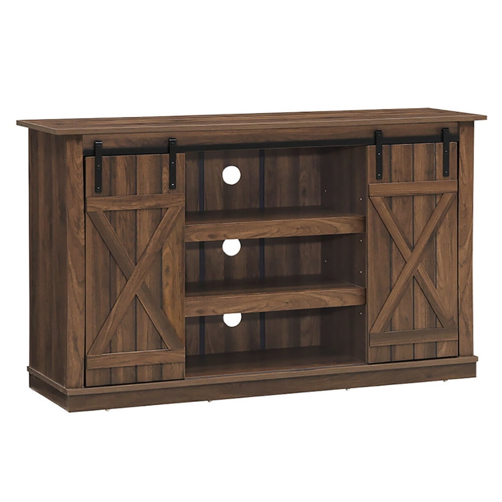 Finihen TV Stand, TV Cabinet, Sliding Barn TV Stand Console Table, Media Entertainment Center with Storage, for Living Room, Bedroom, Brown