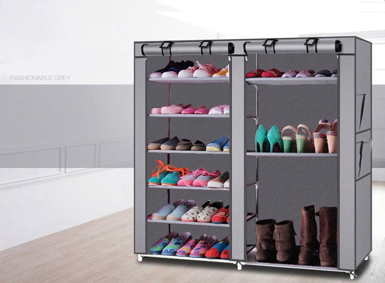 Private Jungle Double Rows 9 Lattices Combination Style Shoe Cabinet Rack Space Saving Tier Shelf Organizers Free Standing Racks Durable Stable Organizer Storage,Gray Private Jungle Double Rows 9 Lattices Combination Style Shoe Cabinet Rack Space Saving Tier Shelf Organizers Free Standing Racks Durable Stable Organizer Storage,Gray