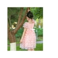 thumbnail image 2 of Girls Dress 3D Butterfly Pink Lace Top Sweet Square Collar Short Sleeve 5 Years, 2 of 6