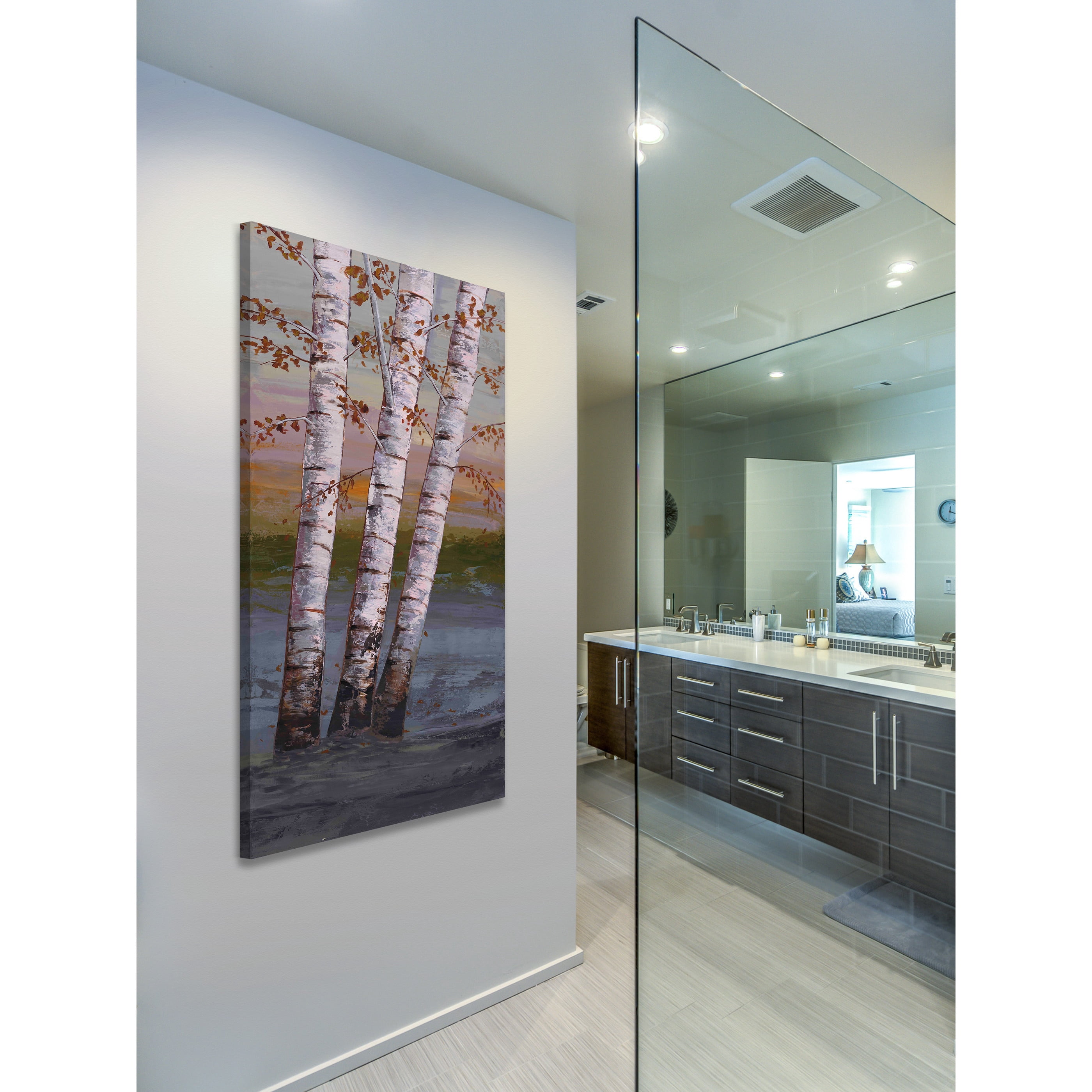 MARMONT HILL  - Birch at Breaking Light II by Michael Woodward Painting Print on Canvas - Multi-Color 18 x 36