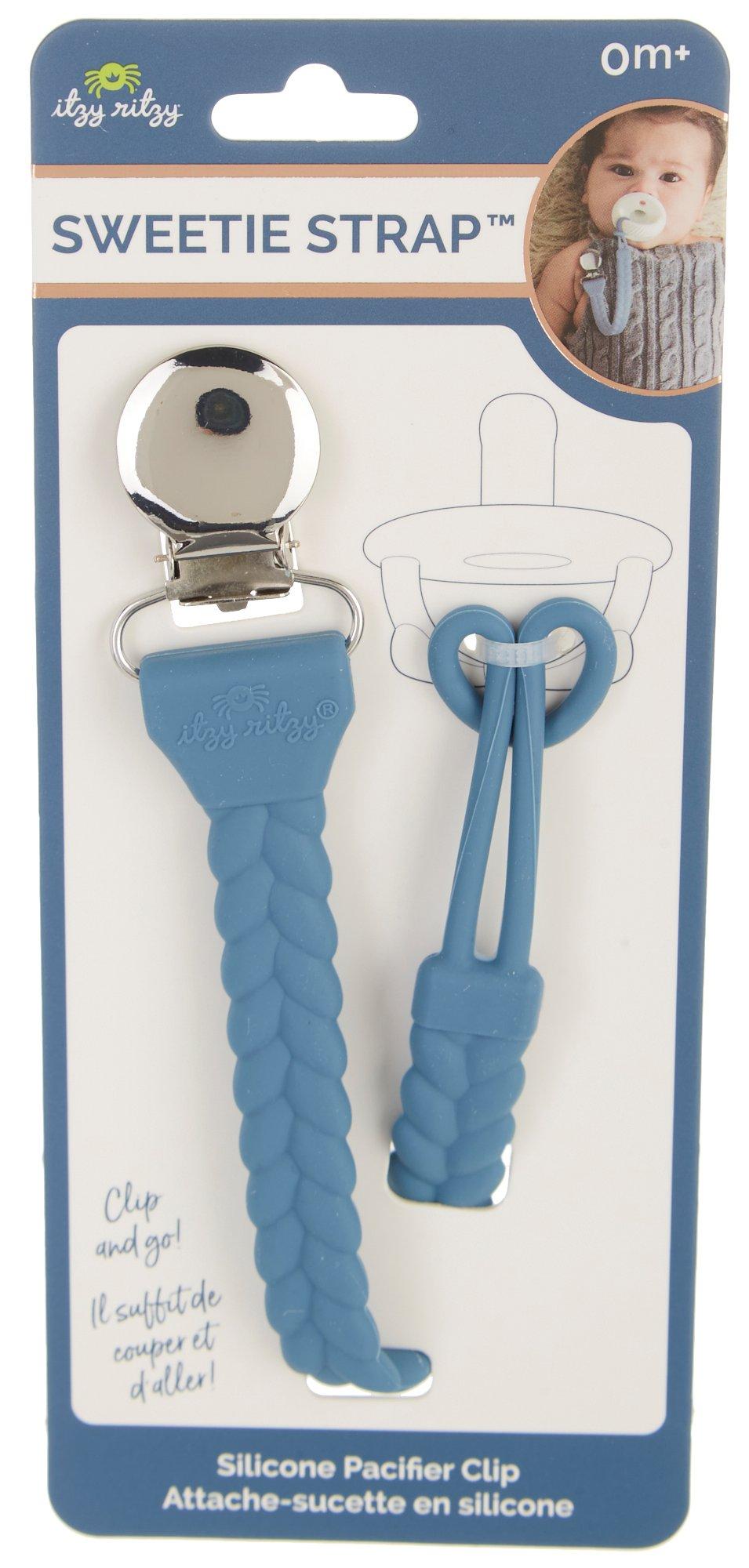 Itzy Ritzy Silicone Pacifier Clip; 100 Silicone Pacifier Strap with Clip Keeps Pacifiers