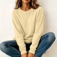thumbnail image 7 of Women's Casual Long Sleeve Pullover Sweatshirt Solid Color Crew Neck Loose Fit Basic Oversized Hoodie Fall Winter Clothes Fleece Lined Cozy Comfortable Top, 7 of 7